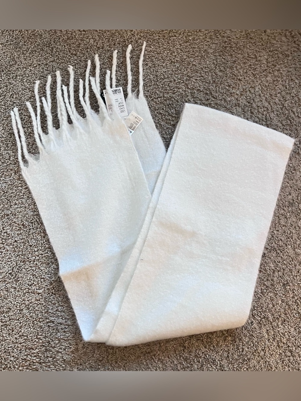 H&M White Fringe Throw Scarf